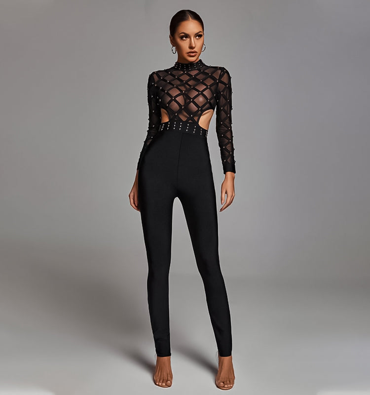 
                      
                        Ava Bandage Jumpsuit in Black - LE COLLET
                      
                    