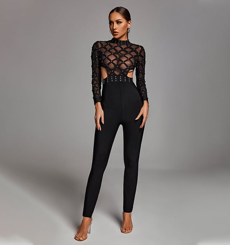 
                      
                        Ava Bandage Jumpsuit in Black - LE COLLET
                      
                    